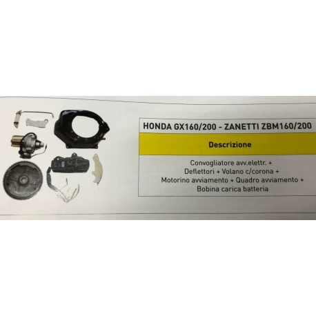 KIT AVVIAMENTO ELETTRICO MOTORE HONDA GX160 GX200 ZANETTI ZBM160 ZBM200 KIT AVVIAMENTO ELETTRICO MOTORE HONDA GX160 GX200 ZANETTI ZBM160 ZBM200