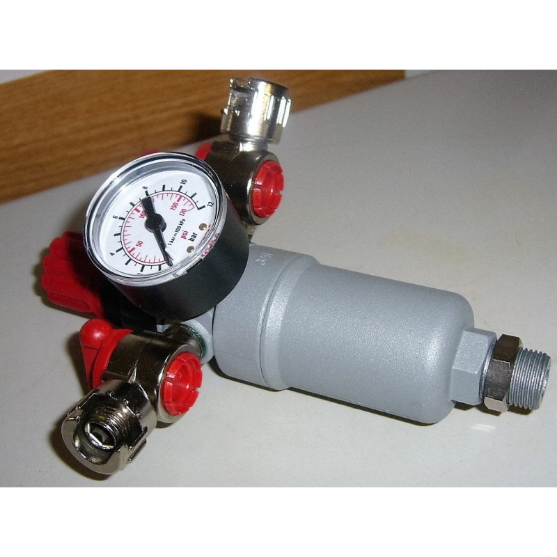 Riduttore Di Pressione Aria Compressa 1/4" Con Manometro - Regolabile Fino A 120 PSI, Con Separatore Acqua - Foto 9
